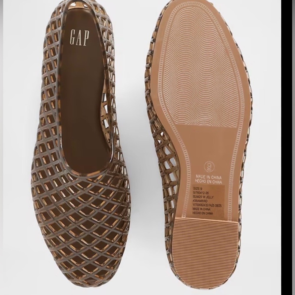 BNWT GAP jelly ballet flats amber brown Lattice Flats size 10